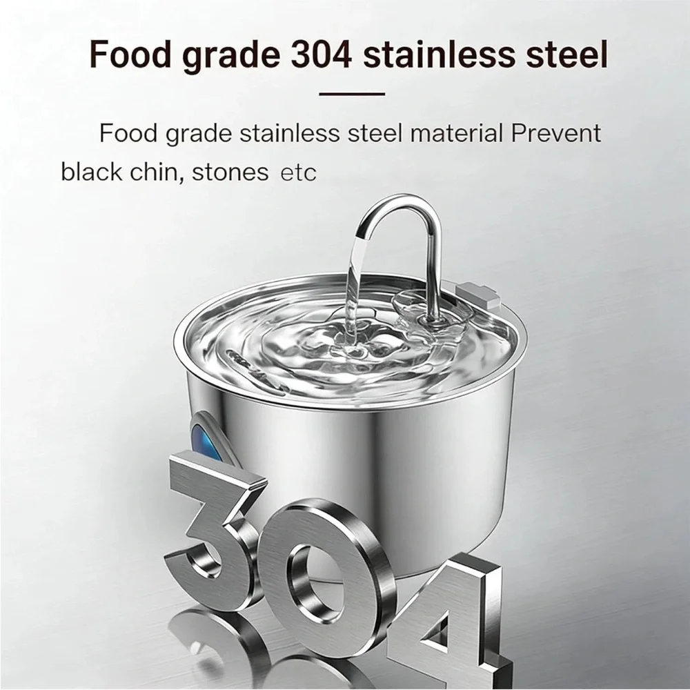 NIB Stainless Steel 3.2L Pet H2O Fountain Triple Defense PROTechnology